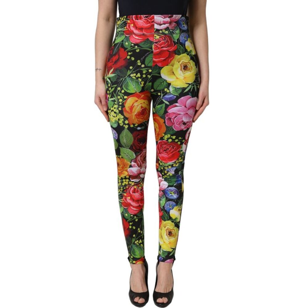 Dolce & Gabbana Multicolor Floral Stretch Jersey Leggings Women's Pants - Picture 1 of 5